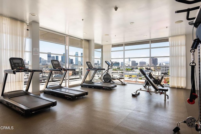 gym with a wealth of natural light and expansive windows