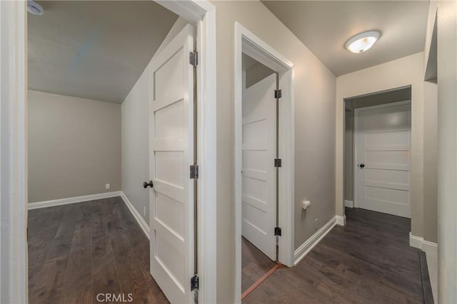 corridor featuring dark hardwood / wood-style flooring