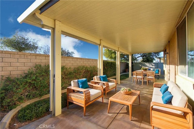 view of patio featuring outdoor lounge area