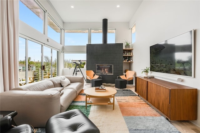 living room with light hardwood / wood-style floors