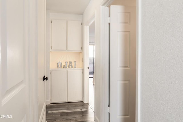 corridor featuring wood-type flooring