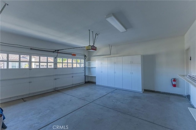 garage with a garage door opener