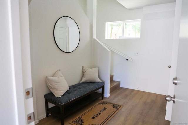 living area featuring hardwood / wood-style floors