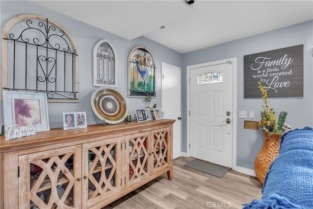 foyer entrance featuring light wood-type flooring