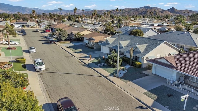 drone / aerial view with a mountain view