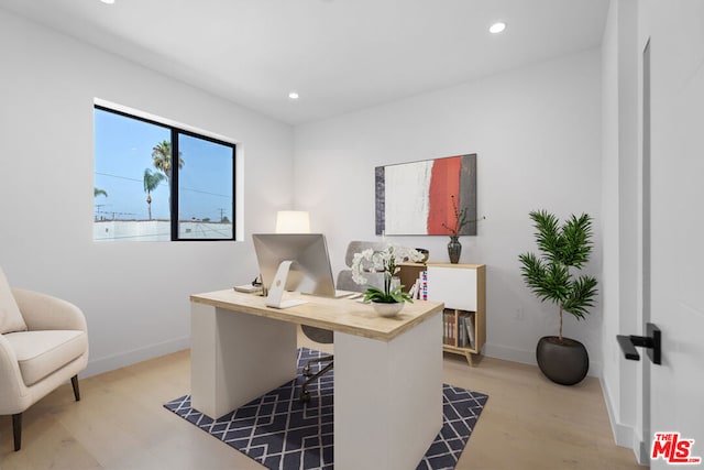 office space featuring hardwood / wood-style floors