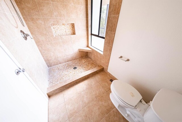 2374 Caringa Unit B, Carlsbad, CA 92009 - bathroom featuring tile patterned flooring, toilet, and walk in shower