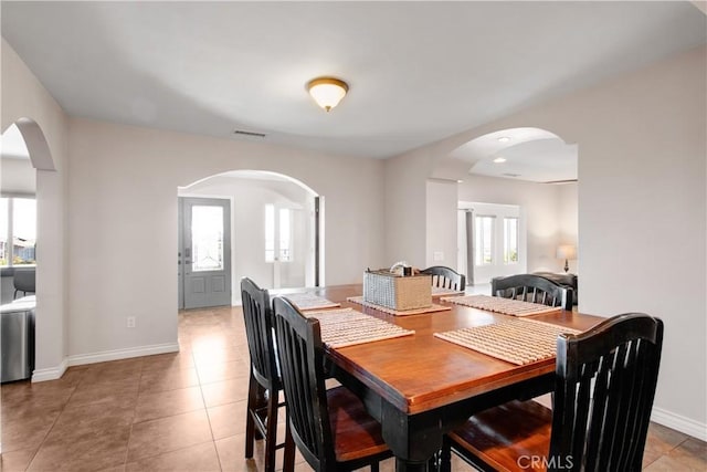 view of tiled dining room