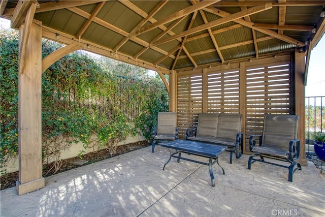 view of patio / terrace featuring a gazebo