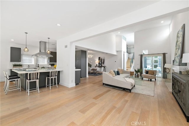 3308 Pacific Ave, Manhattan Beach, CA 90266 - living area with light wood-type flooring, recessed lighting, and baseboards