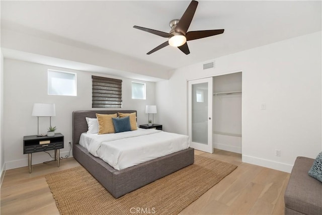 3308 Pacific Ave, Manhattan Beach, CA 90266 - bedroom with light wood-type flooring, baseboards, a closet, and ceiling fan
