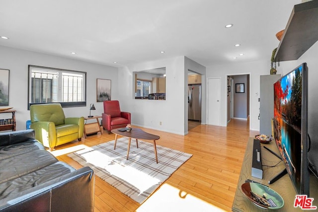 living room featuring light wood-type flooring