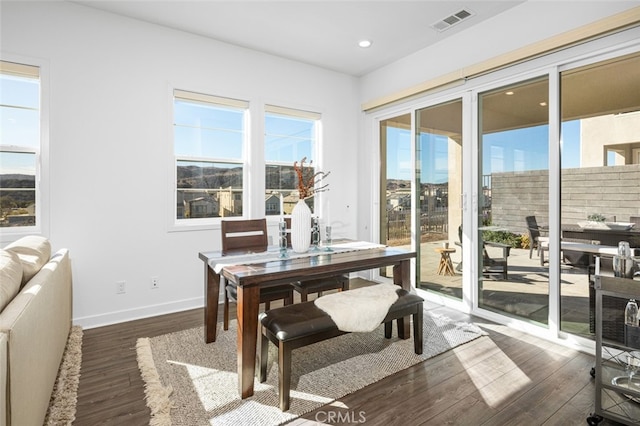 dining room with dark wood-type flooring