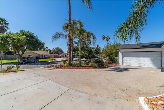 exterior space with a garage