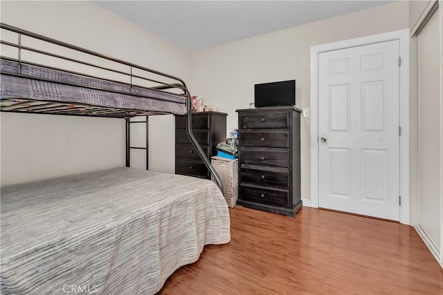 bedroom featuring a closet and wood-type flooring