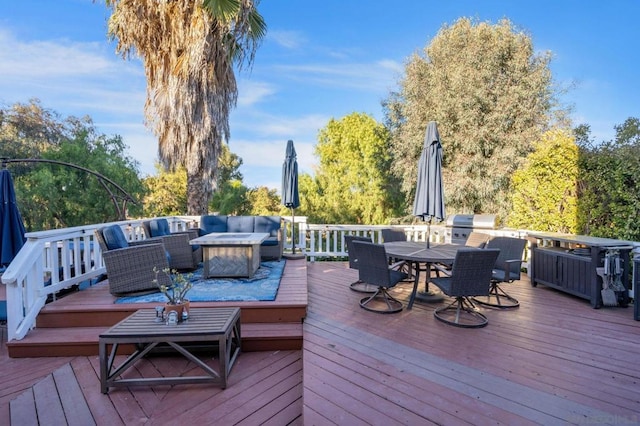 deck featuring an outdoor living space