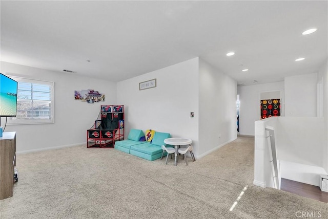 game room with carpet floors