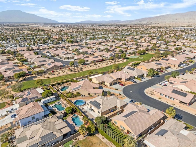 aerial view with a mountain view