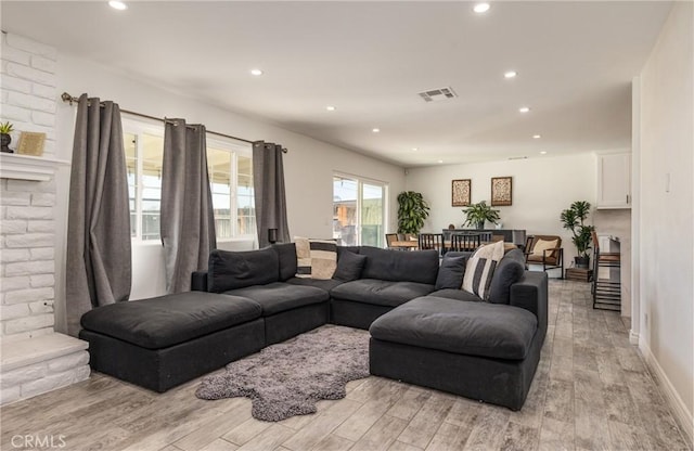 living room featuring light hardwood / wood-style floors