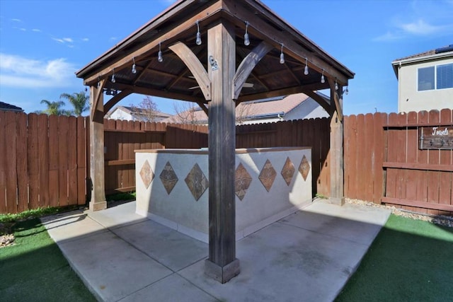 view of patio featuring a gazebo