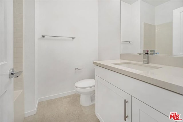 full bathroom featuring toilet, shower / bath combination, and vanity