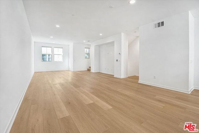 unfurnished living room featuring light hardwood / wood-style floors