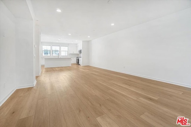 unfurnished living room with light hardwood / wood-style floors