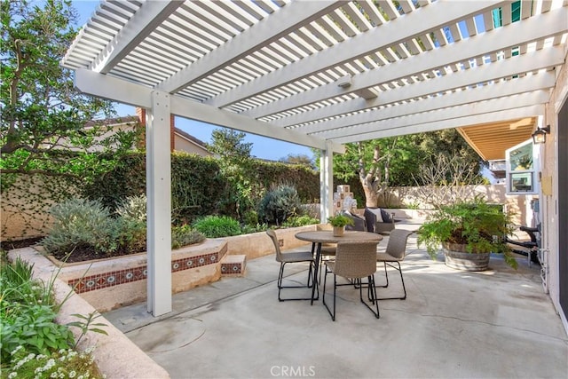 view of patio featuring a pergola