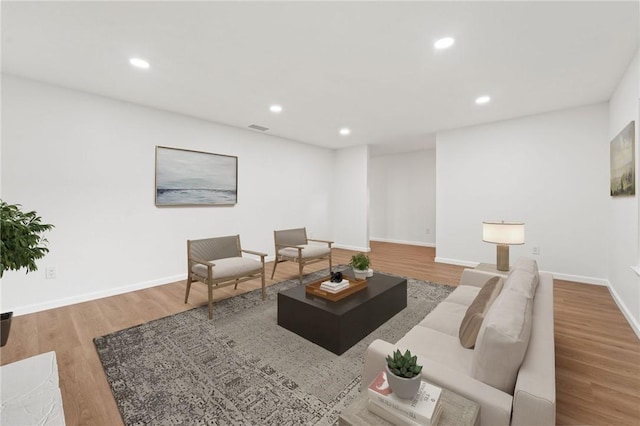 living room with hardwood / wood-style floors