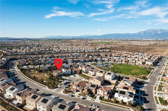 drone / aerial view with a mountain view