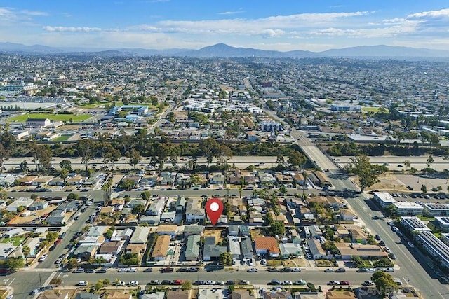 drone / aerial view with a mountain view