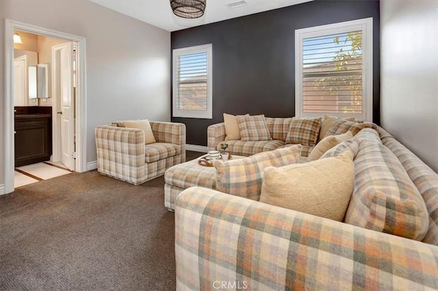 living room with carpet floors