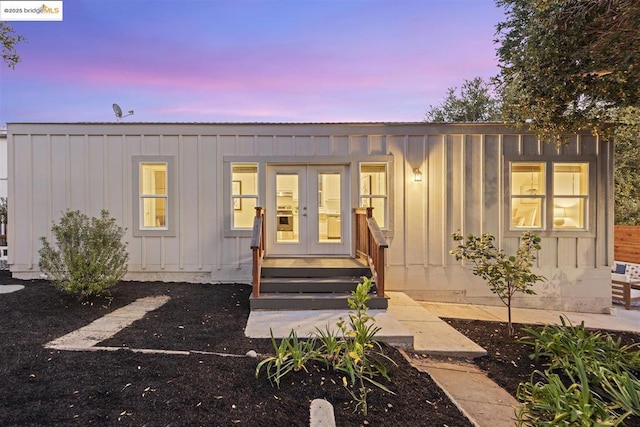 exterior space featuring french doors