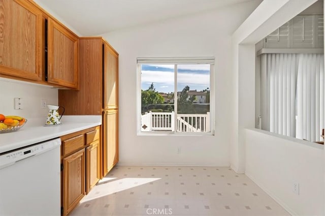 kitchen with white dishwasher