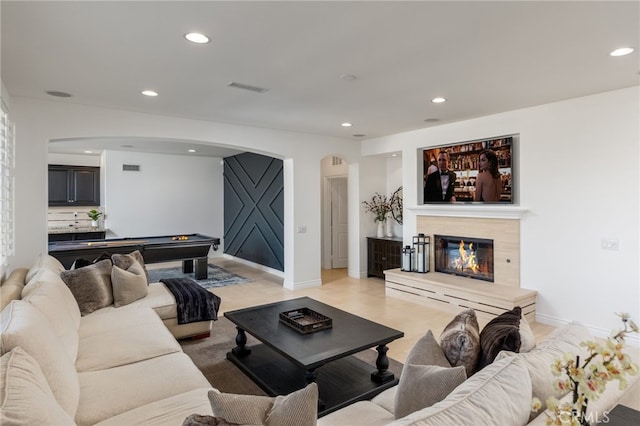 living room with billiards