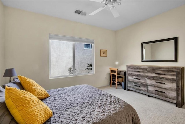 bedroom featuring carpet and ceiling fan