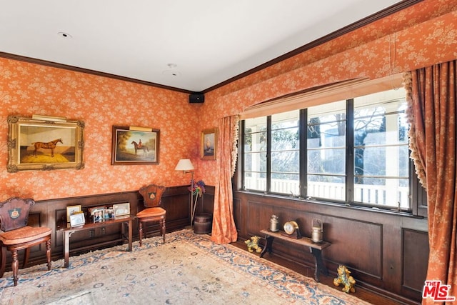 interior space featuring crown molding