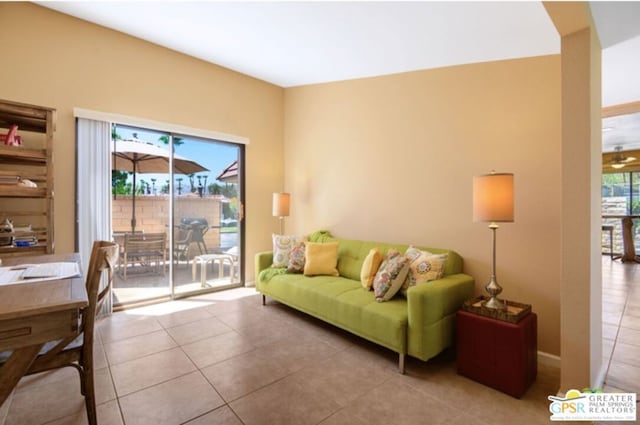 view of tiled living room