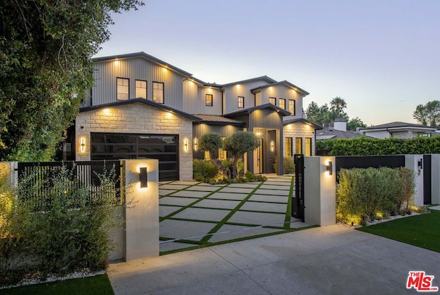 contemporary house featuring a garage