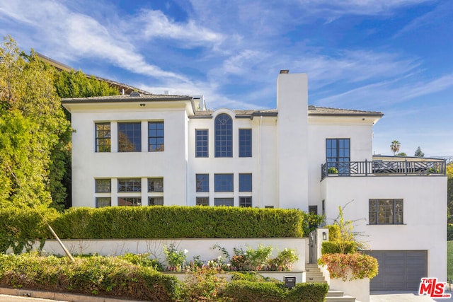 exterior space featuring a garage