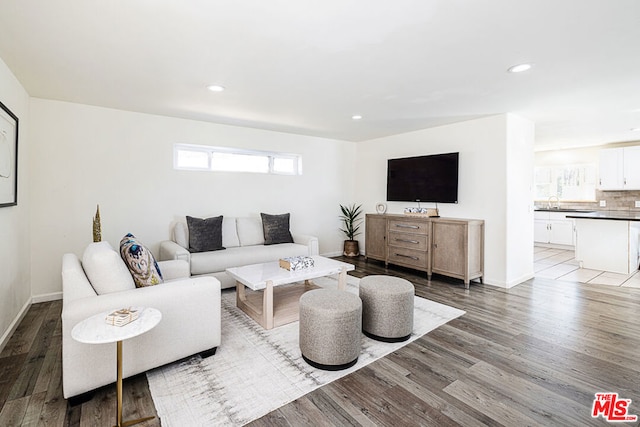 living room with light wood-type flooring