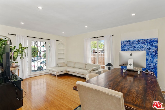 living room with light wood-type flooring