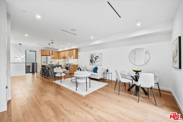 living room featuring light hardwood / wood-style floors