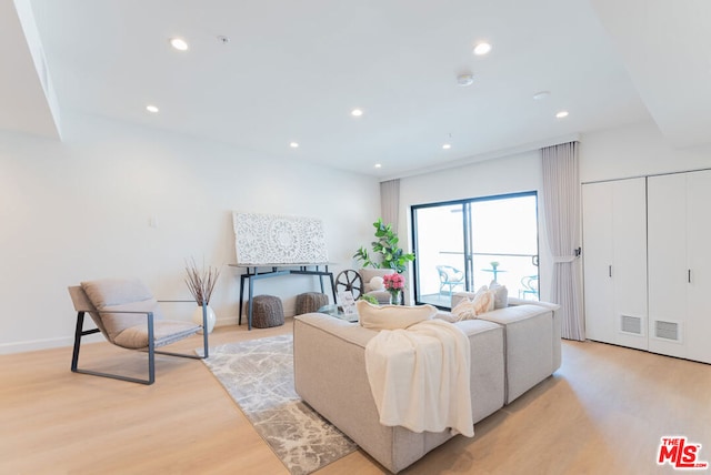 living room featuring light hardwood / wood-style floors