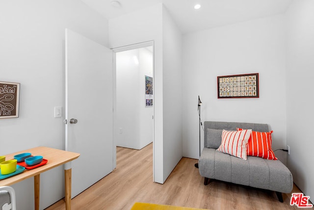 living area with light wood-type flooring