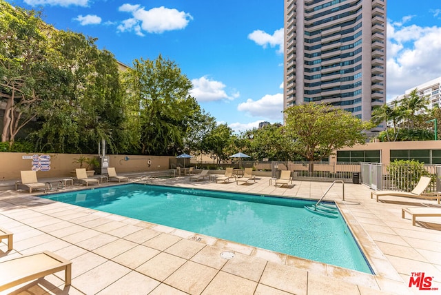 view of pool featuring a patio area