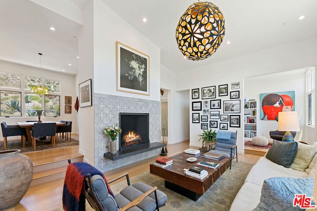 living room with hardwood / wood-style floors