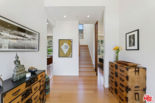 hall featuring light wood-type flooring