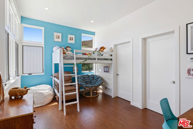 bedroom featuring dark hardwood / wood-style flooring