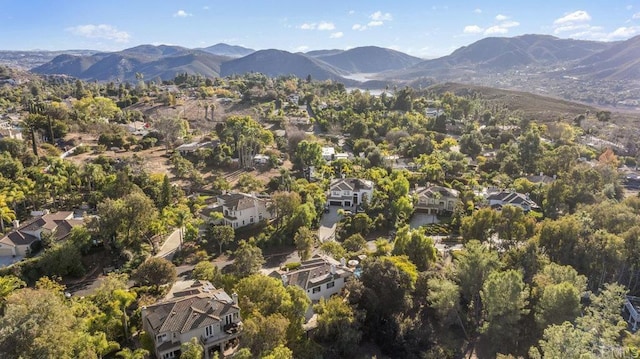 birds eye view of property with a mountain view